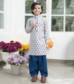 Printed Flower Boti Kurta Set For Boys