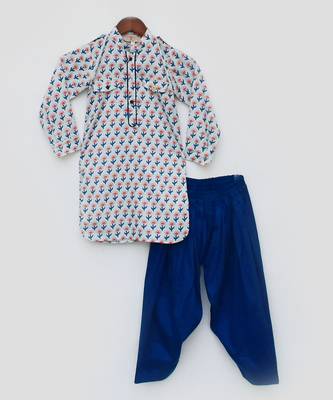 Printed Flower Boti Kurta Set For Boys 3