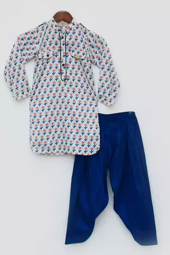 Printed Flower Boti Kurta Set For Boys