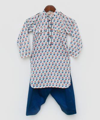 Printed Flower Boti Kurta Set For Boys 4