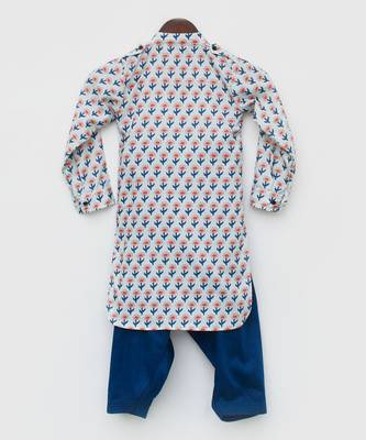 Printed Flower Boti Kurta Set For Boys 5