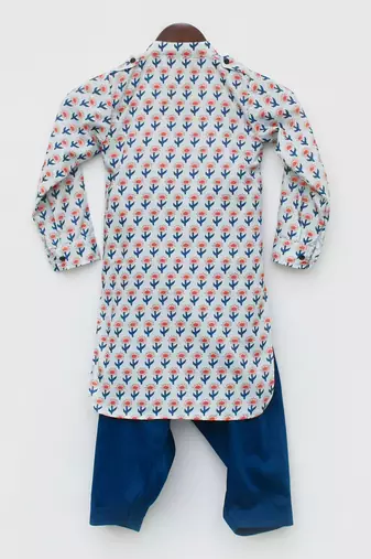 Printed Flower Boti Kurta Set For Boys