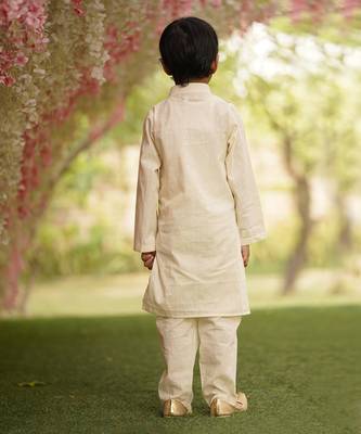White Self Kurta Jacket and Pant 2