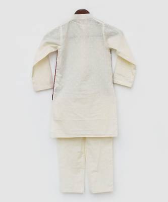 White Self Kurta Jacket and Pant 5