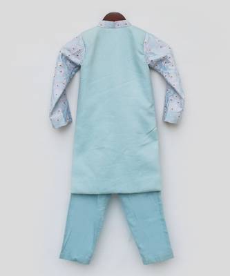 Blue Embroideed Achkan And Pant For Boys 3