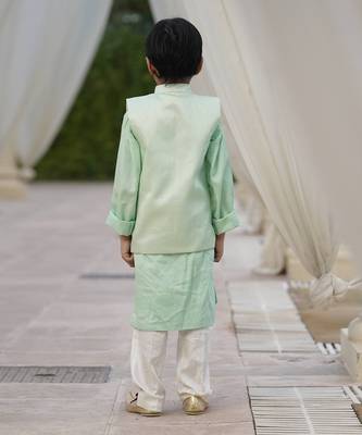 Green Sequins Embroidery Jacket and Kurta Pant 2