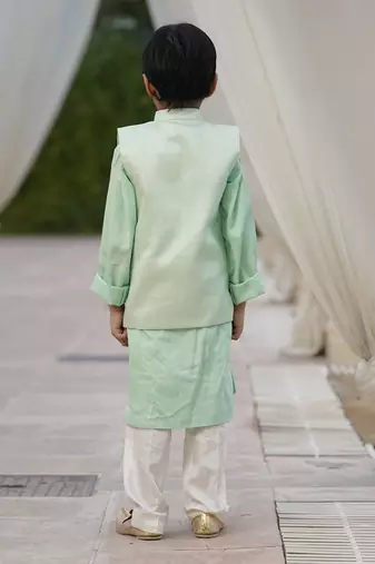 Green Sequins Embroidery Jacket and Kurta Pant