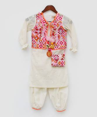 Multi Colored Embroidery Jacket and Kurti Pant 1