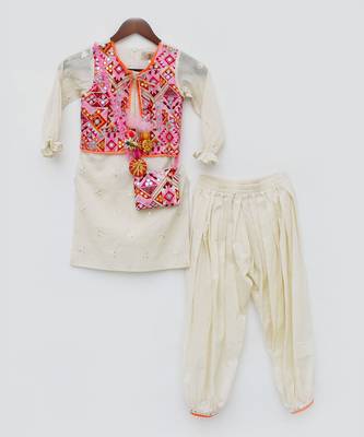 Multi Colored Embroidery Jacket and Kurti Pant 2