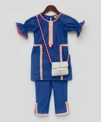 Blue Denim Kurti Pant 1