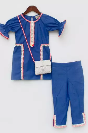 Blue Denim Kurti Pant