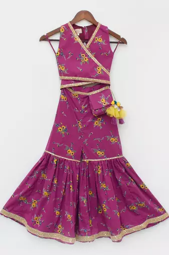 Purple Print Top and Sharara