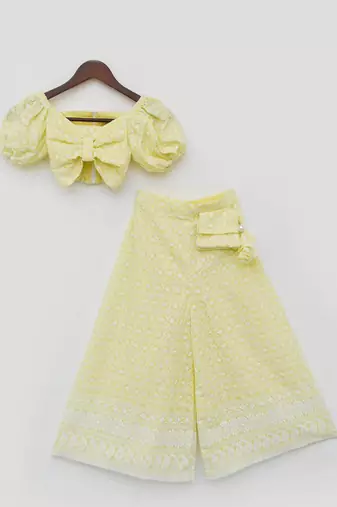 Yellow Embroidery Top and Sharara