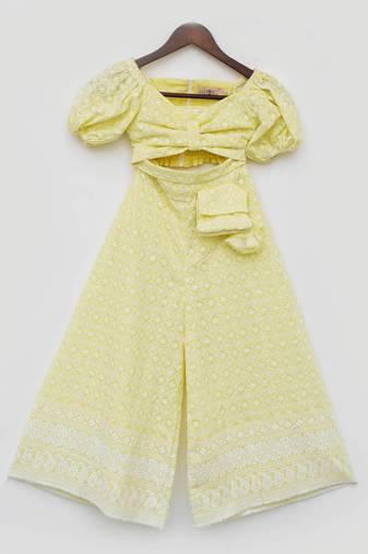 Yellow Embroidery Top and Sharara
