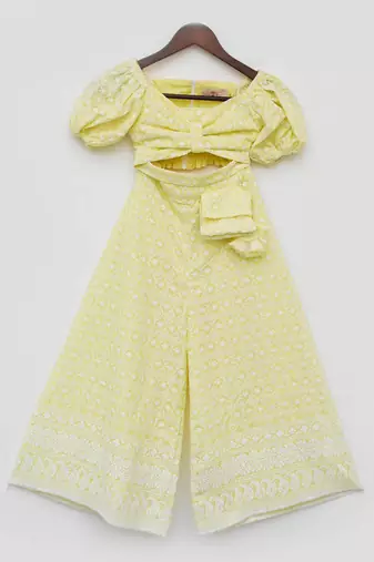 Yellow Embroidery Top and Sharara