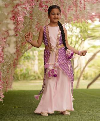 Pink Kurti Jacket and Sharara 1