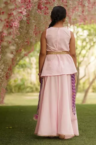 Pink Kurti Jacket and Sharara