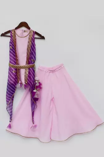 Pink Kurti Jacket and Sharara