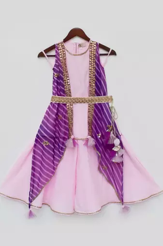Pink Kurti Jacket and Sharara