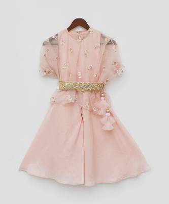 Pink Crepe Jumpsuit and Organza Cape 1