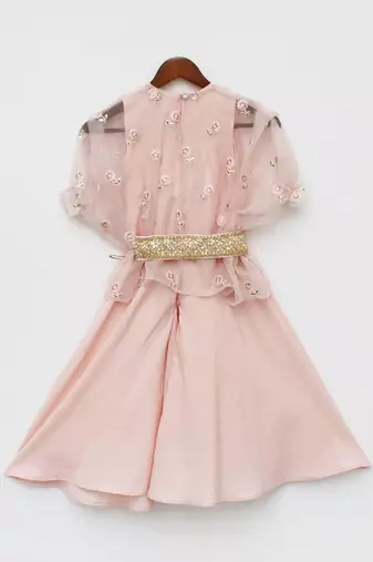 Pink Crepe Jumpsuit and Organza Cape