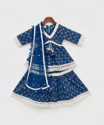 Blue Cotton Printed Sharara Set  4