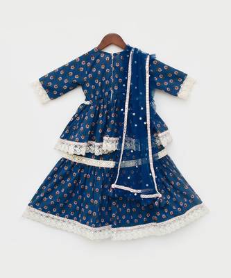 Blue Cotton Printed Sharara Set  5
