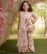 Pink Cotton Print Kurti Sharara and Pink Net Dupatta