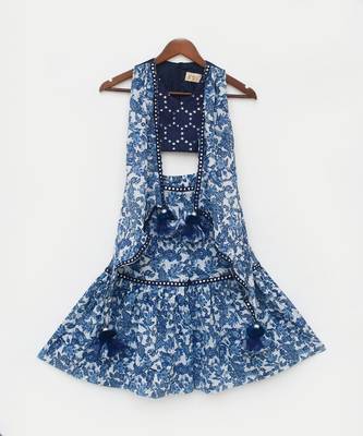 Blue Mirror Embroidery Top and Printed Sharara 4