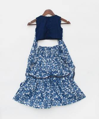 Blue Mirror Embroidery Top and Printed Sharara 5