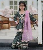 Green Printed Kurti Sharara