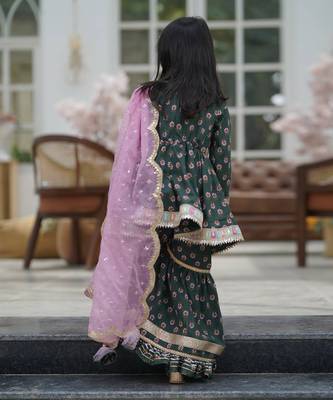 Green Printed Kurti Sharara 2