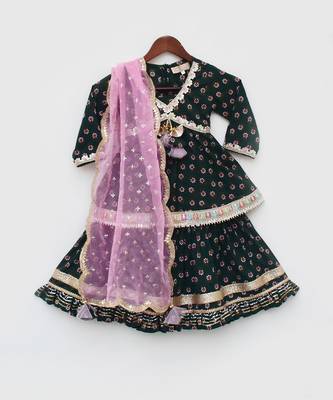 Green Printed Kurti Sharara 4