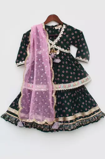 Green Printed Kurti Sharara