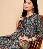 Dark Green Chinon Floral Printed Short Top