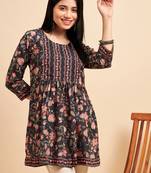 Black Chinon Floral Printed Short Top