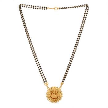 Black beads mangalsutra with Laxmi pendant one gram gold 3