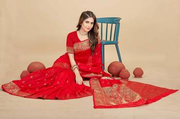 Red pure silk with gold zari Faux kanchipuram paithani saree with blouse 2
