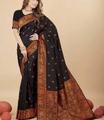 Black pure silk with gold zari Faux kanchipuram paithani saree with blouse