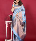Purple pure silk with gold zari Faux kanchipuram paithani saree with blouse