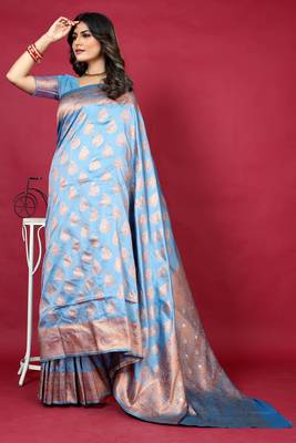 Purple pure silk with gold zari Faux kanchipuram paithani saree with blouse 2