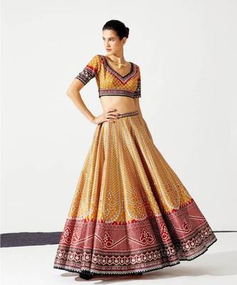 Wedding Designer Yellow Chinon Lehengha Choli 4