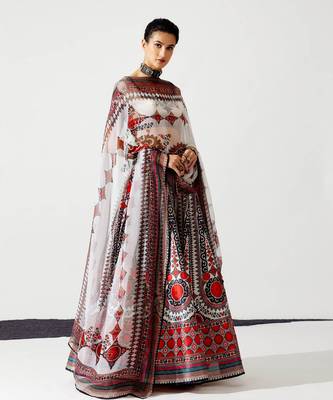 Wedding Designer White Chinon Lehengha Choli 3