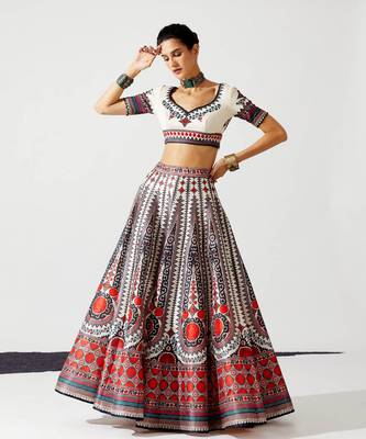 Wedding Designer White Chinon Lehengha Choli 4