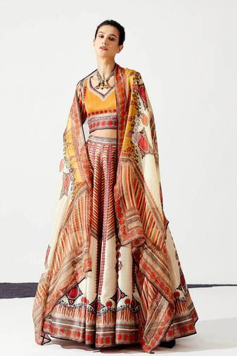 Wedding Designer OffWhite Chinon Lehengha Choli