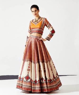 Wedding Designer OffWhite Chinon Lehengha Choli 2