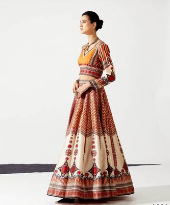 Wedding Designer OffWhite Chinon Lehengha Choli 3