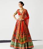 Wedding Designer Red  Chinon Lehengha Choli