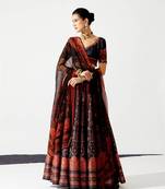 Wedding Designer Black Chinon Lehengha Choli