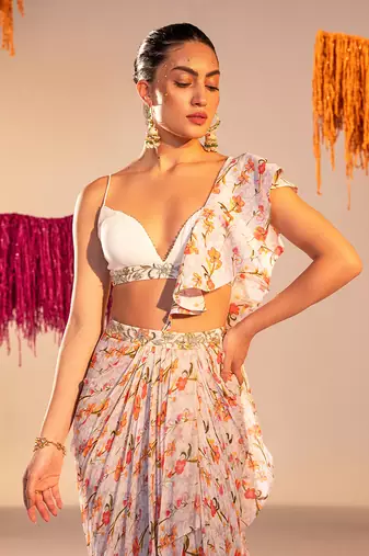 White saree set